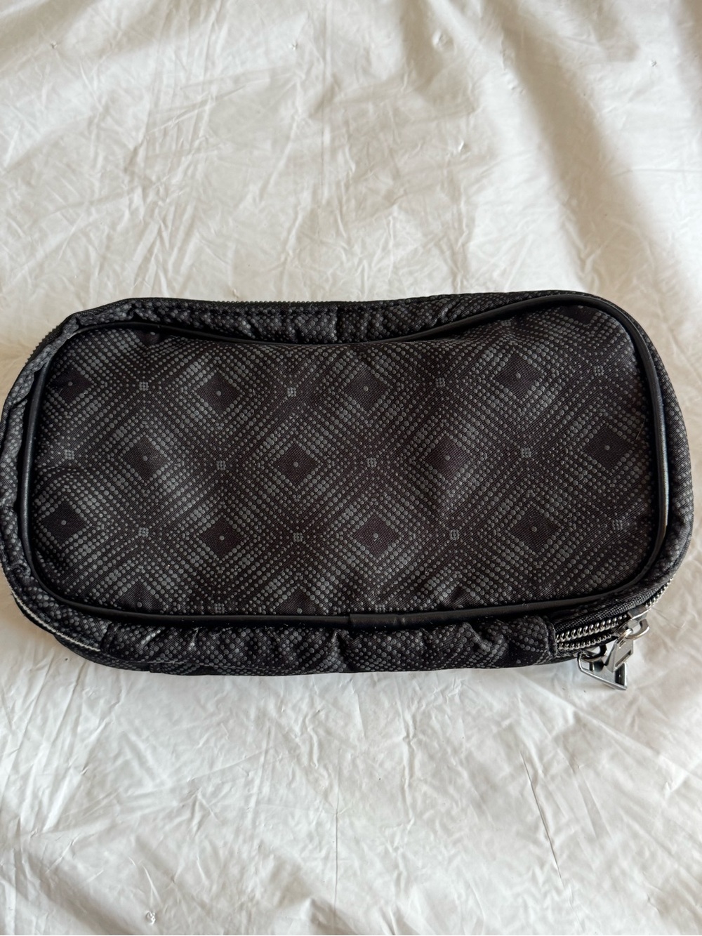 Men's Black Patterned Travel Organizer Pouch